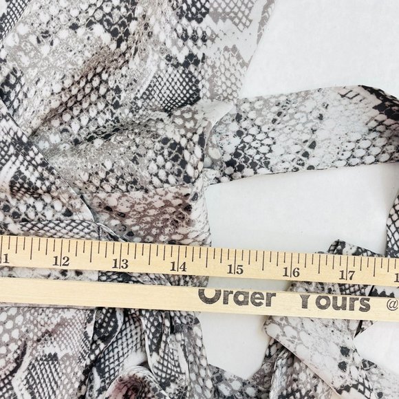 White House Black Market Women's Dress 4 Wrap Midi Snake Gray Sleeveless Hi Low - Picture 13 of 15